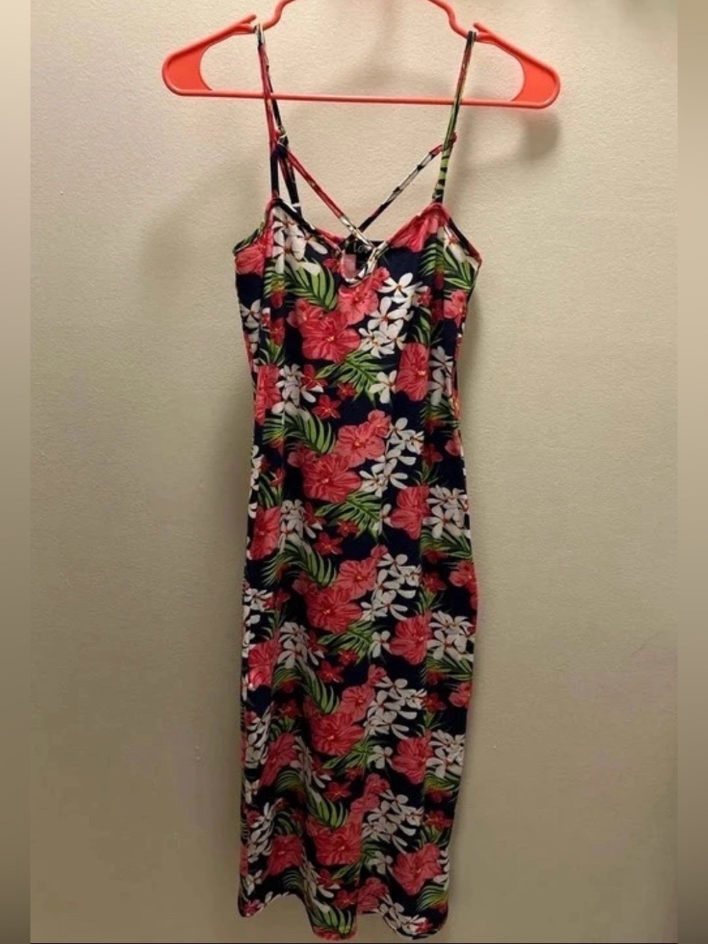 Woman’s Floral Hawaiian Print Dress - Pink & White Flowers